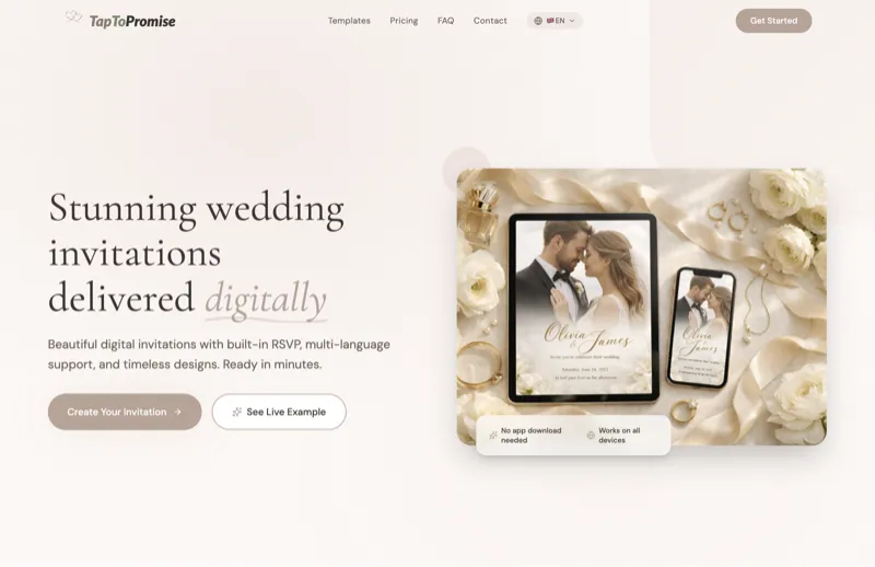 TapToPromise - Digital Wedding Invitations